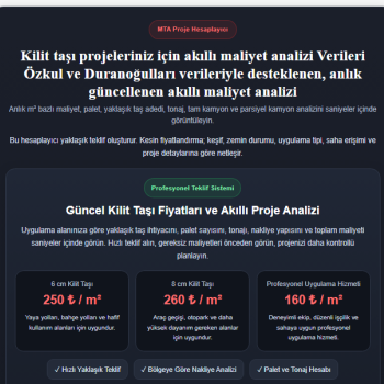 Kilit Taşı Metrekare, Palet, Kum ve Maliyet Hesaplama Aracı Ücretsiz | MT Altaş ProMetraj v21